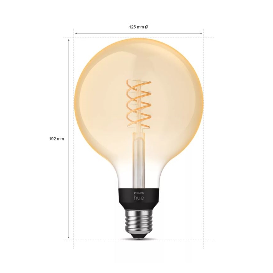 LED Stmievateľná žiarovka Philips Hue WHITE FILAMENT G125 E27/7W/230V 2100K