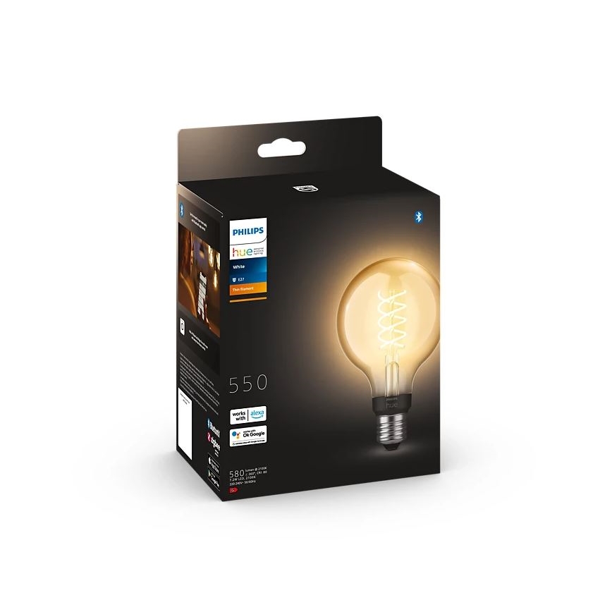 LED Stmievateľná žiarovka Philips Hue WHITE FILAMENT G93 E27/7,2W/230V 2100K