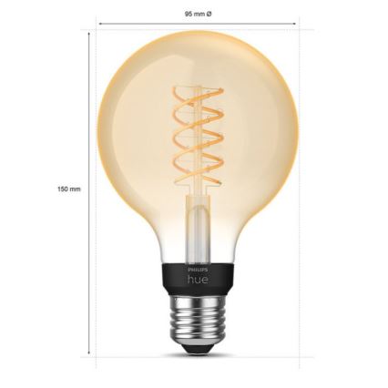 LED Stmievateľná žiarovka Philips Hue WHITE FILAMENT G93 E27/7,2W/230V 2100K