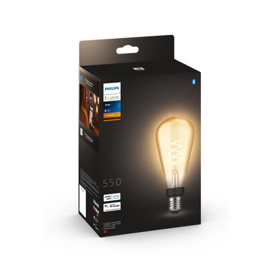 LED Stmievateľná žiarovka Philips Hue WHITE FILAMENT ST72 E27/7W/230V 2100K