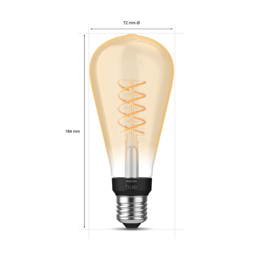 LED Stmievateľná žiarovka Philips Hue WHITE FILAMENT ST72 E27/7W/230V 2100K