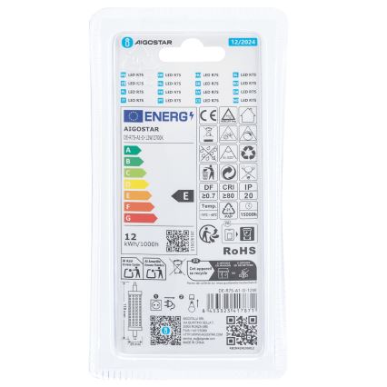 LED Stmievateľná žiarovka R7s/12W/230V 2700K - Aigostar