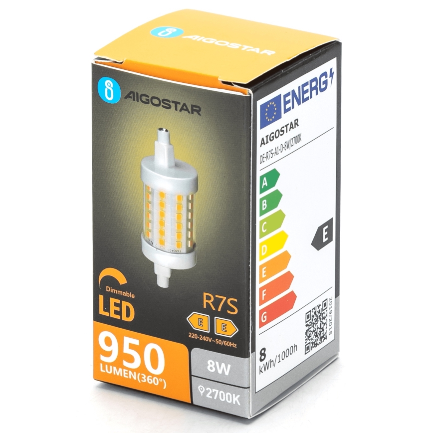 LED Stmievateľná žiarovka R7s/8W/230V 2700K - Aigostar