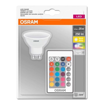LED Stmievateľná žiarovka RGB GU10/4,5W/230V - Osram LED Stmievateľná žiarovka RGB GU10/4,5W/230V - Osram