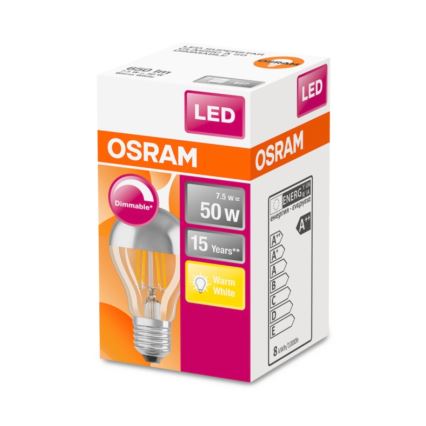 LED Stmievateľná žiarovka so zrkadlovým vrchlíkom E27/7,5W/230V 2700K - Osram