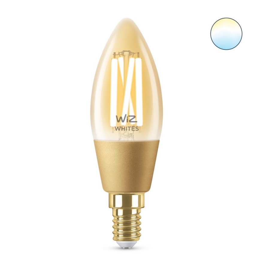 LED Stmievateľná žiarovka VINTAGE FILAMENT C35 E14/4,9W/230V 2000-5000K CRI 90 Wi-Fi - WiZ