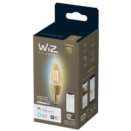 LED Stmievateľná žiarovka VINTAGE FILAMENT C35 E14/4,9W/230V 2000-5000K CRI 90 Wi-Fi - WiZ
