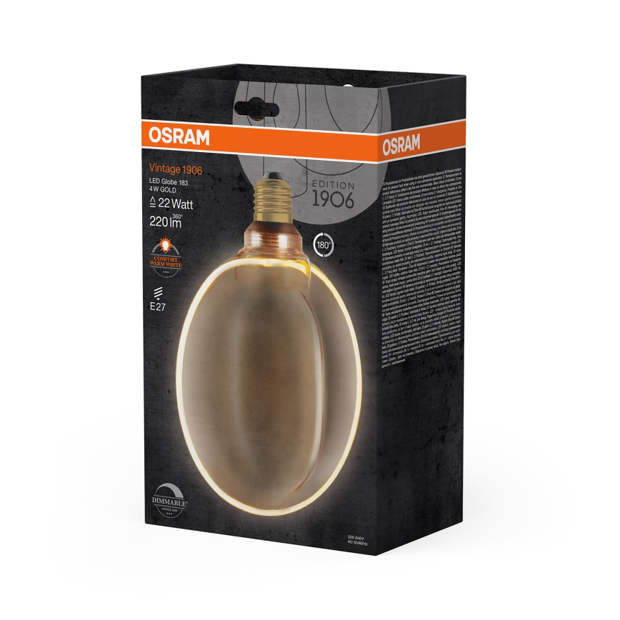 LED stmievateľná žiarovka VINTAGE E27/4W/230V 1800K zlatá - Osram