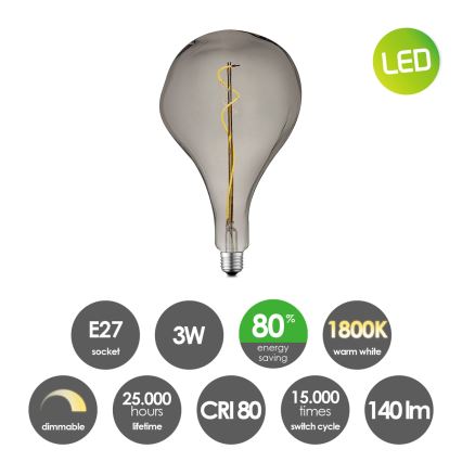 LED Stmievateľná žiarovka VINTAGE EDISON E27/3W/230V 1800K