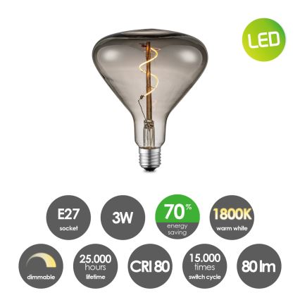 LED Stmievateľná žiarovka VINTAGE EDISON E27/3W/230V 1800K