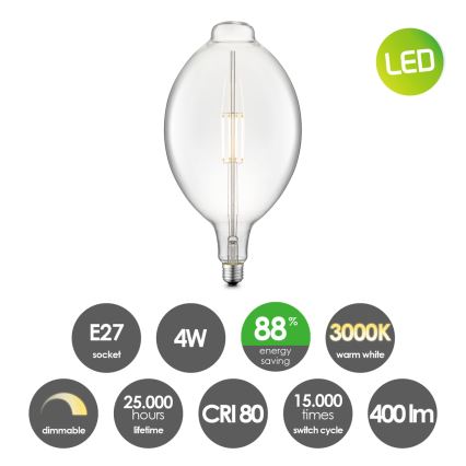 LED Stmievateľná žiarovka VINTAGE EDISON E27/4W/230V 3000K