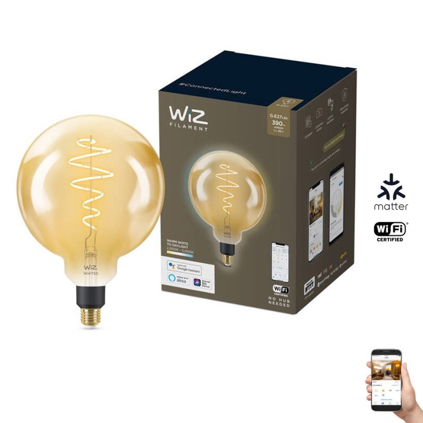 LED Stmievateľná žiarovka VINTAGE FILAMENT G200 E27/6W/230V 2000-5000K CRI 90 Wi-Fi - WiZ