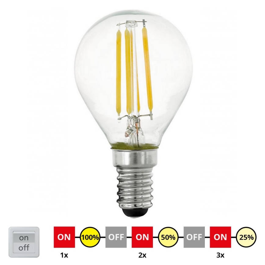LED Stmievateľná žiarovka VINTAGE P45 E14/4W/230V 2700K - STEPDIMMING - Eglo 11754