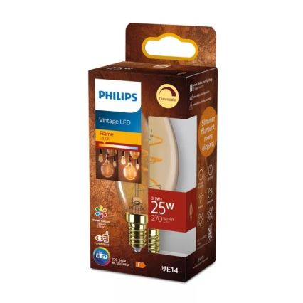 LED stmievateľná žiarovka VINTAGE Philips B35 E14/3,1W/230V 2200K CRI 90