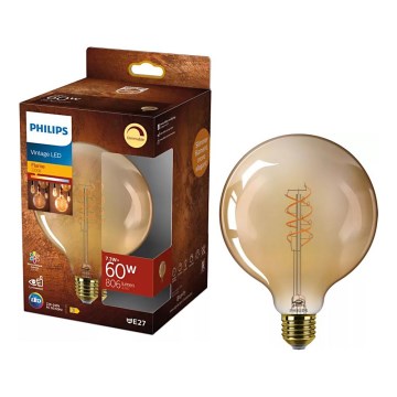 LED Stmievateľná žiarovka VINTAGE Philips G125 E27/7,3W/230V 2200K