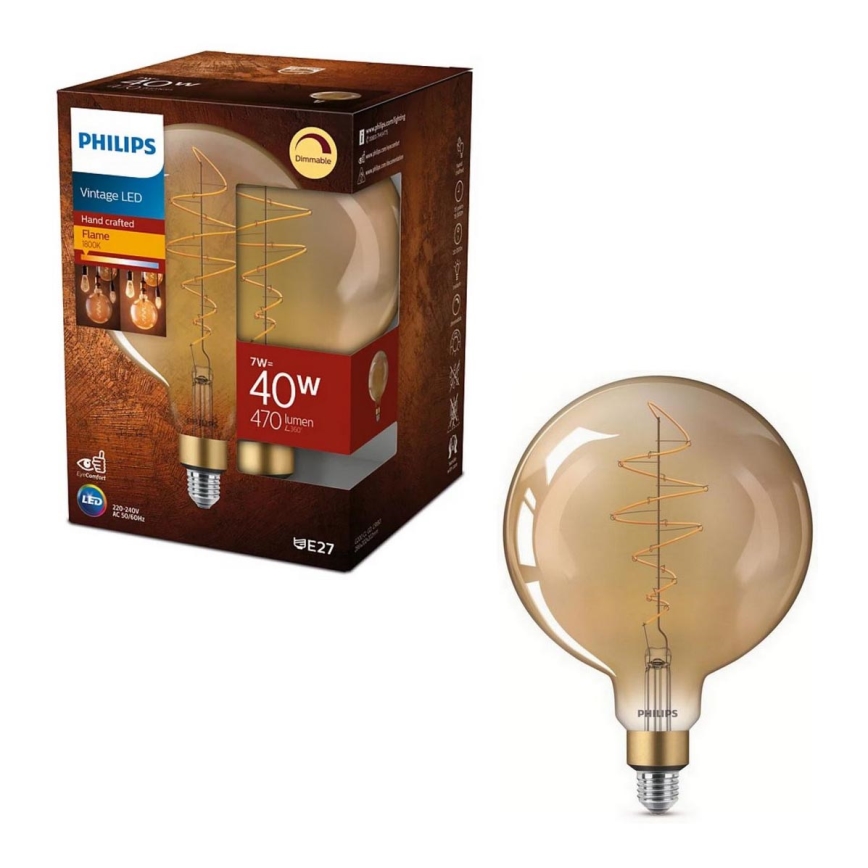 LED Stmievateľná žiarovka VINTAGE Philips G200 E27/7W/230V 2000K