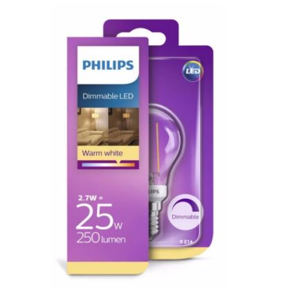 LED Stmievateľná žiarovka VINTAGE Philips P45 E14/2,7W/230V 2700K