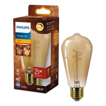 LED stmievateľná žiarovka VINTAGE Philips ST64 E27/3,1W/230V 1800K
