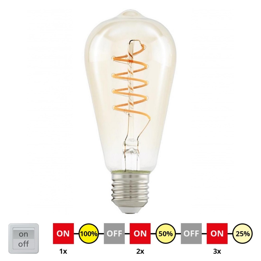 LED Stmievateľná žiarovka VINTAGE ST64 E27/4W/230V 2200K - STEPDIMMING - Eglo 12522