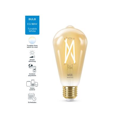 LED Stmievateľná žiarovka VINTAGE FILAMENT ST64 E27/7W/230V 2000-5000K CRI 90 Wi-Fi - WiZ