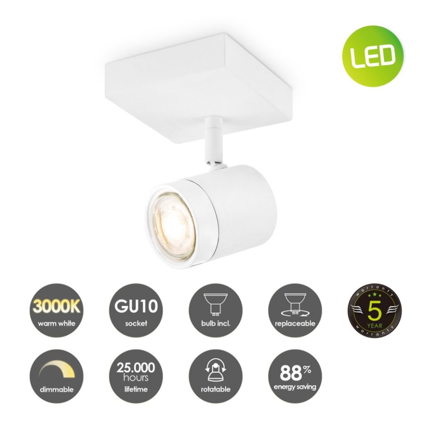 LED Stmievateľné bodové svietidlo MANU 1xGU10/5,8W/230V biela