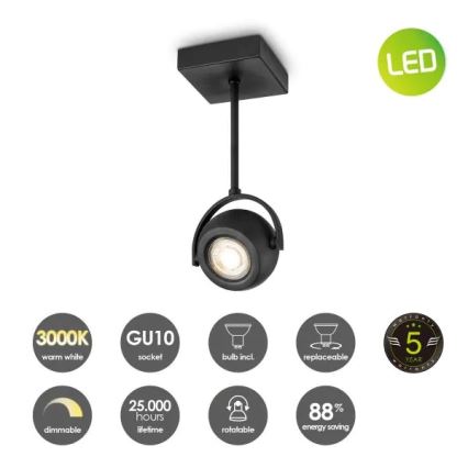 LED  Stmievateľné bodové svietidlo NOP 1xGU10/5,8W/230V čierna