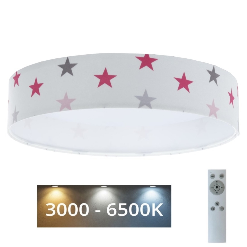 LED Stmievateľné detské stropné svietidlo SMART GALAXY KIDS LED/24W/230V 3000-6500K hviezdičky biela/ružová/šedá + diaľkové ovládanie