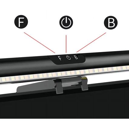 LED Stmievateľné dotykové osvetlenie monitora LED/5W/5V 3000/4000/5000/6000K 42 cm čierna