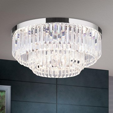 LED Stmievateľné krištáľové stropné svietidlo PRISM LED/80W/230V pr. 55 cm lesklý chróm