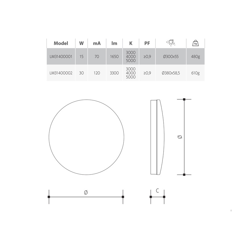 LED stmievateľné stropné svietidlo do kúpeľne LED/15W/230V 3000/4000/5000K pr. 30 cm IP54