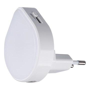 LED Stmievateľné orientačné svietidlo so súmrakovým senzorom do zásuvky ULOV LED/0,5W/230V biela