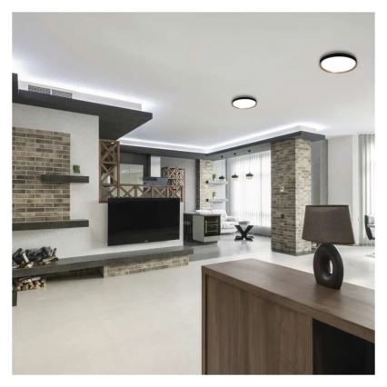 LED stmievateľné stropné svietidlo ILVI LED/30W/230V 2700-6500K pr. 40 cm čierna/béžová + diaľkové ovládanie