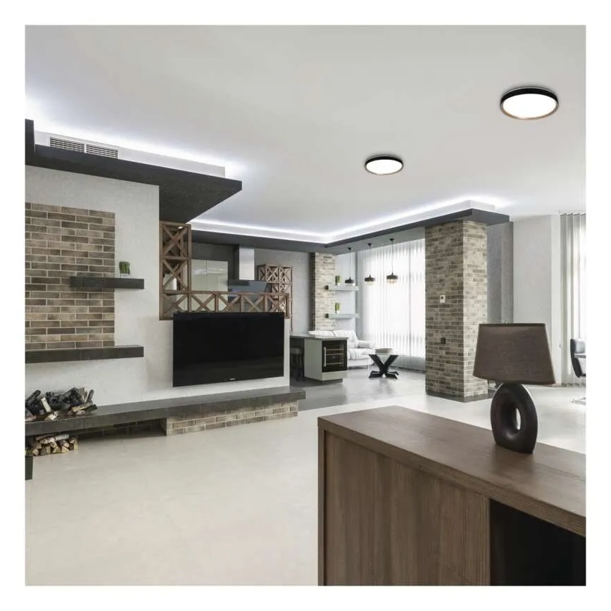 LED stmievateľné stropné svietidlo ILVI LED/30W/230V 2700-6500K pr. 40 cm čierna/béžová + diaľkové ovládanie