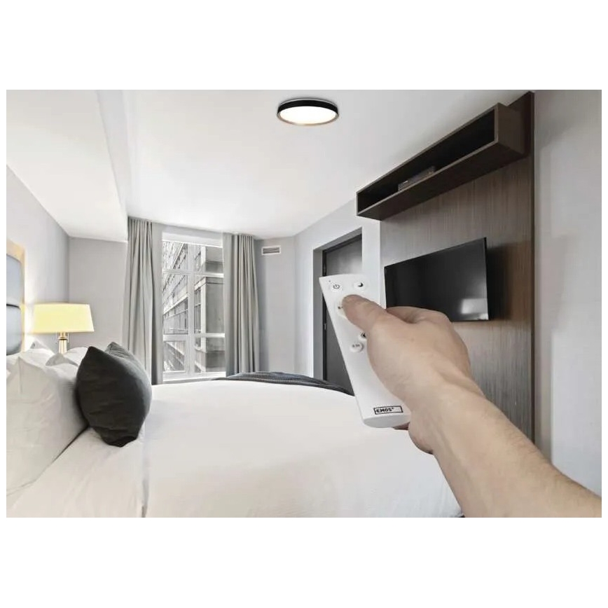 LED stmievateľné stropné svietidlo ILVI LED/30W/230V 2700-6500K pr. 40 cm čierna/béžová + diaľkové ovládanie