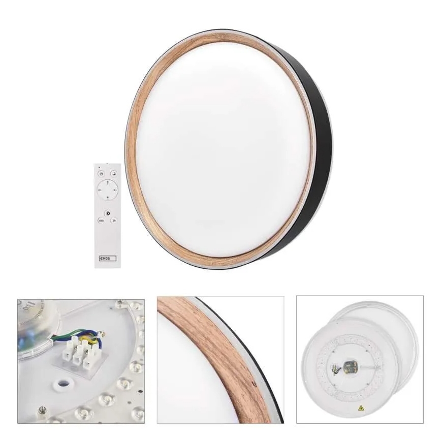 LED stmievateľné stropné svietidlo ILVI LED/30W/230V 2700-6500K pr. 40 cm čierna/béžová + diaľkové ovládanie
