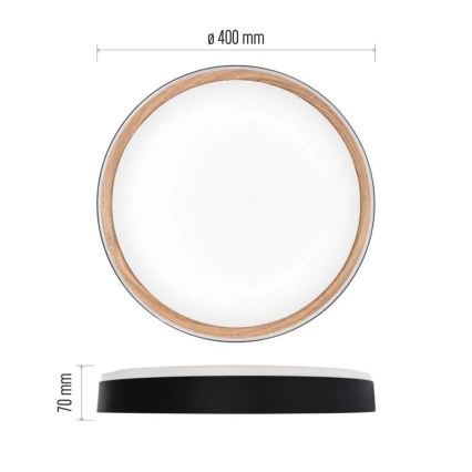 LED stmievateľné stropné svietidlo ILVI LED/30W/230V 2700-6500K pr. 40 cm čierna/béžová + diaľkové ovládanie