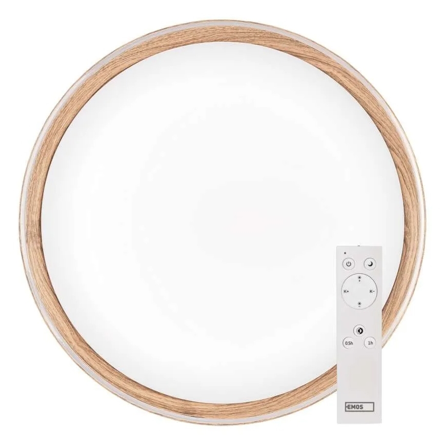 LED Stmievateľné stropné svietidlo ILVI LED/45W/230V 2700-6500K pr. 50 cm dekor dreva + diaľkové ovládanie