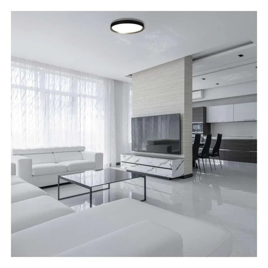 LED Stmievateľné stropné svietidlo ILVI LED/45W/230V 2700-6500K pr. 50 cm čierna/mosadz + diaľkové ovládanie