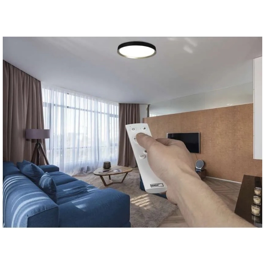 LED Stmievateľné stropné svietidlo ILVI LED/45W/230V 2700-6500K pr. 50 cm čierna/mosadz + diaľkové ovládanie