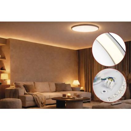 LED Stmievateľné stropné svietidlo ILVI LED/45W/230V 2700-6500K pr. 50 cm čierna/mosadz + diaľkové ovládanie