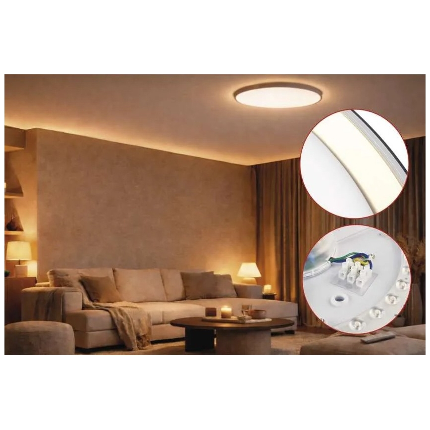 LED Stmievateľné stropné svietidlo ILVI LED/45W/230V 2700-6500K pr. 50 cm čierna/mosadz + diaľkové ovládanie