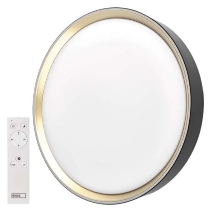 LED Stmievateľné stropné svietidlo ILVI LED/45W/230V 2700-6500K pr. 50 cm čierna/mosadz + diaľkové ovládanie