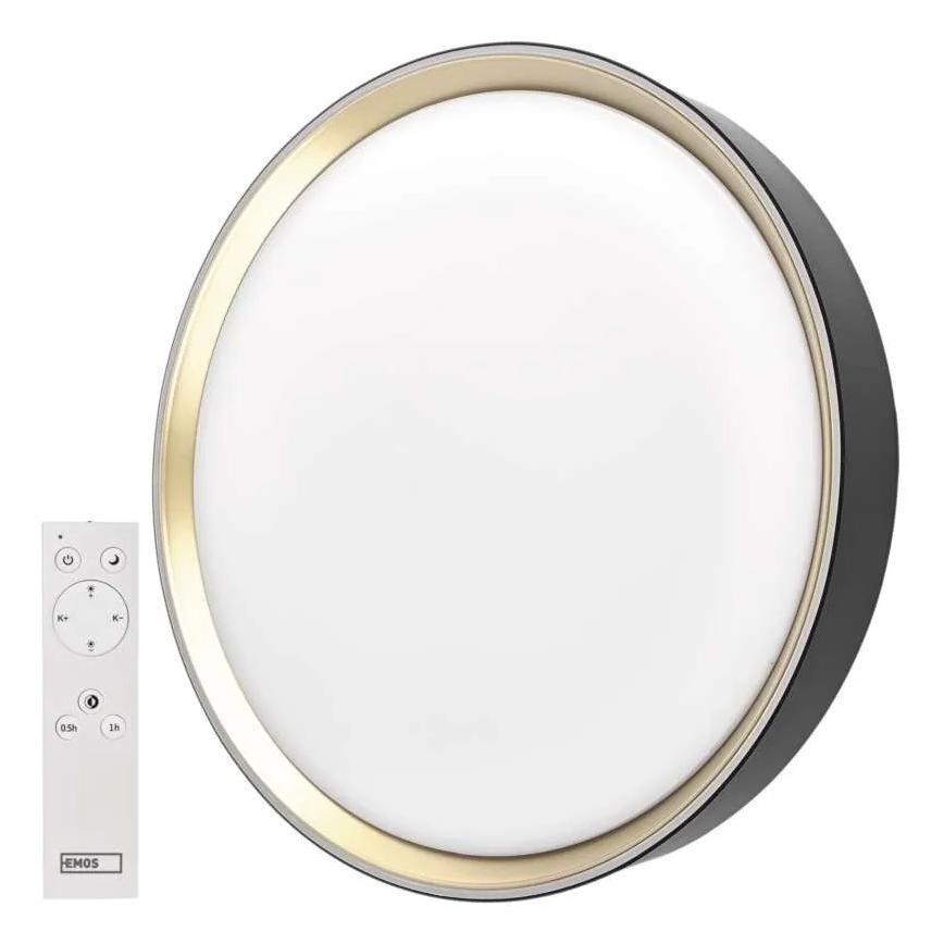 LED Stmievateľné stropné svietidlo ILVI LED/45W/230V 2700-6500K pr. 50 cm čierna/mosadz + diaľkové ovládanie