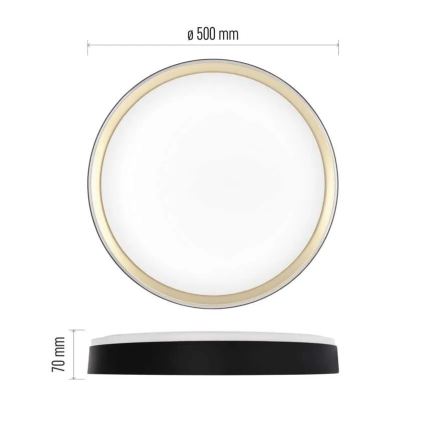 LED Stmievateľné stropné svietidlo ILVI LED/45W/230V 2700-6500K pr. 50 cm čierna/mosadz + diaľkové ovládanie