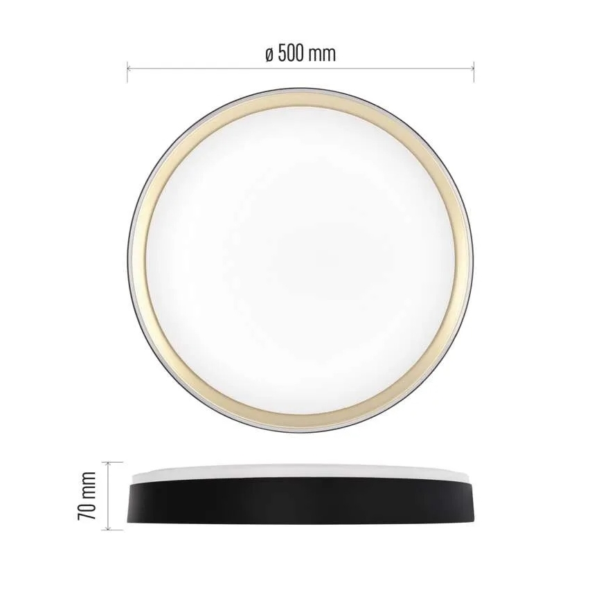 LED Stmievateľné stropné svietidlo ILVI LED/45W/230V 2700-6500K pr. 50 cm čierna/mosadz + diaľkové ovládanie