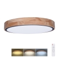 LED stmievateľné stropné svietidlo IRON OAK LED/48W/230V 3000-6500K dub pr. 40 cm + diaľkové ovládanie