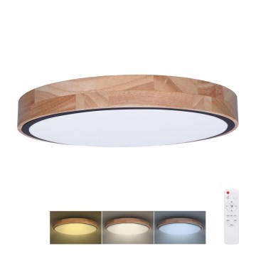 LED stmievateľné stropné svietidlo IRON OAK LED/48W/230V 3000-6500K dub pr. 40 cm + diaľkové ovládanie