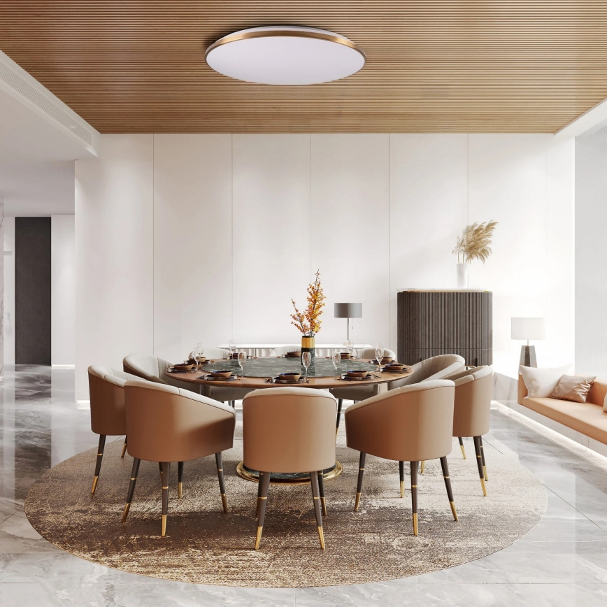 LED stmievateľné stropné svietidlo KERN LED/80W/230V 3000/4000/6000K priemer 80 cm zlaté + diaľkové ovládanie