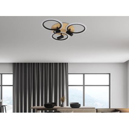 LED Stmievateľné stropné svietidlo LED/70W/230V 3000-6500K čierna/hnedá + diaľkové ovládanie