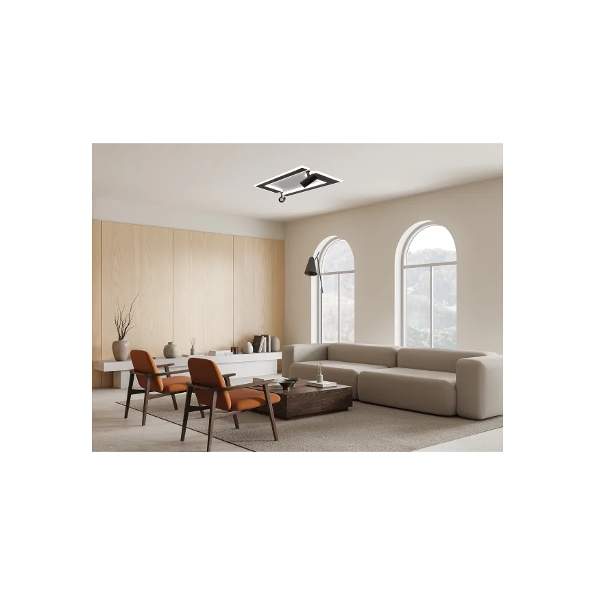 LED Stmievateľné stropné svietidlo LED/80W/230V 3000-6500K čierna + diaľkové ovládanie